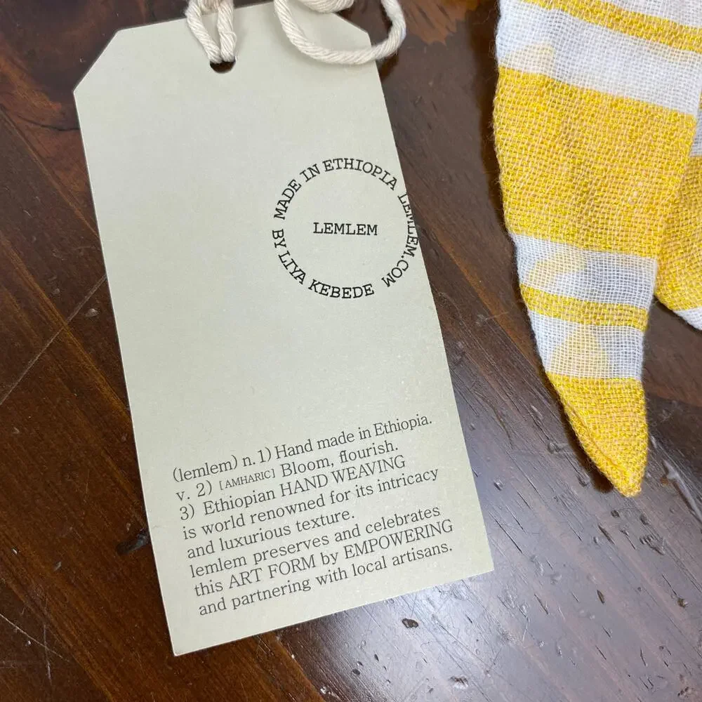LemLem Gold Yellow Stripe Doro Hair Scrunchie NWT Handmade